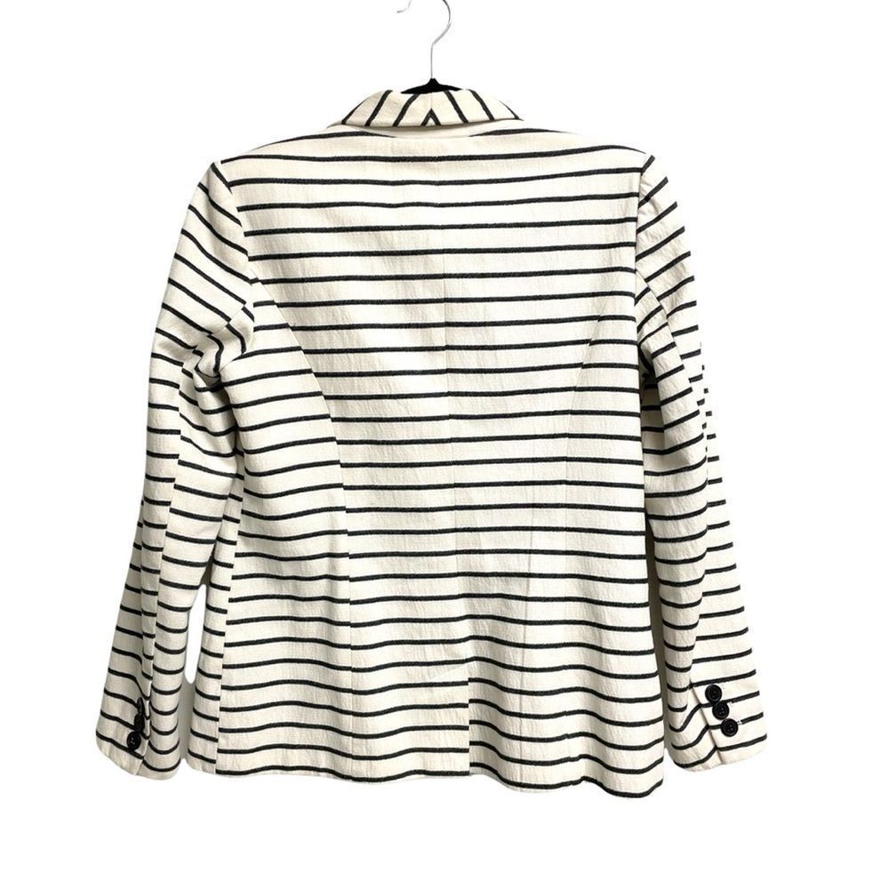 (SOLD) JIGSAW KEW 159 Striped Button Front Blazer Jacket Cram Ivory Navy Blue 8 - Picture 3 of 5